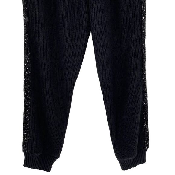 INC‎ International Concepts Sequined Knit Jogger Pants Women XL Deep Black NWT - Picture 3 of 7